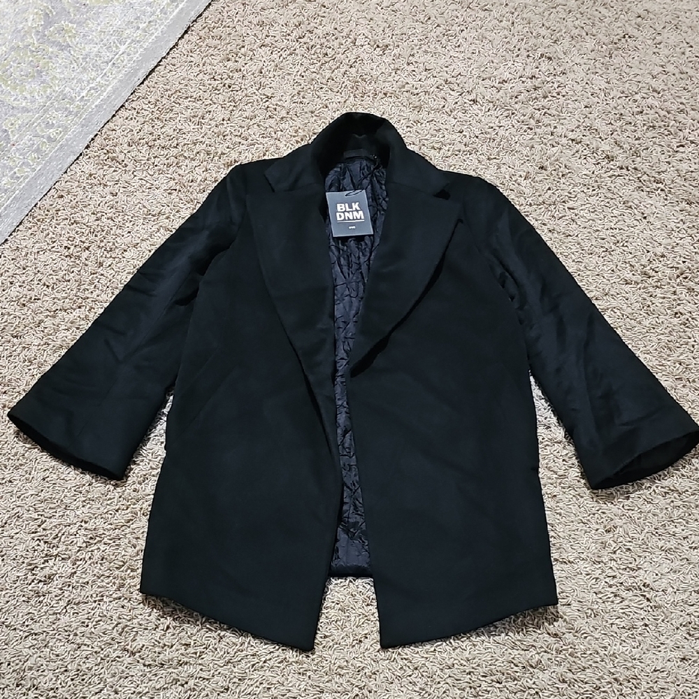 NWT BLK DNM Wool Coat Open Black Jacket Small Quilted Lining